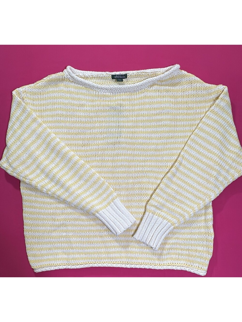 Wild Fable Striped Knit Sweater Yellow White Crewneck Size XS New